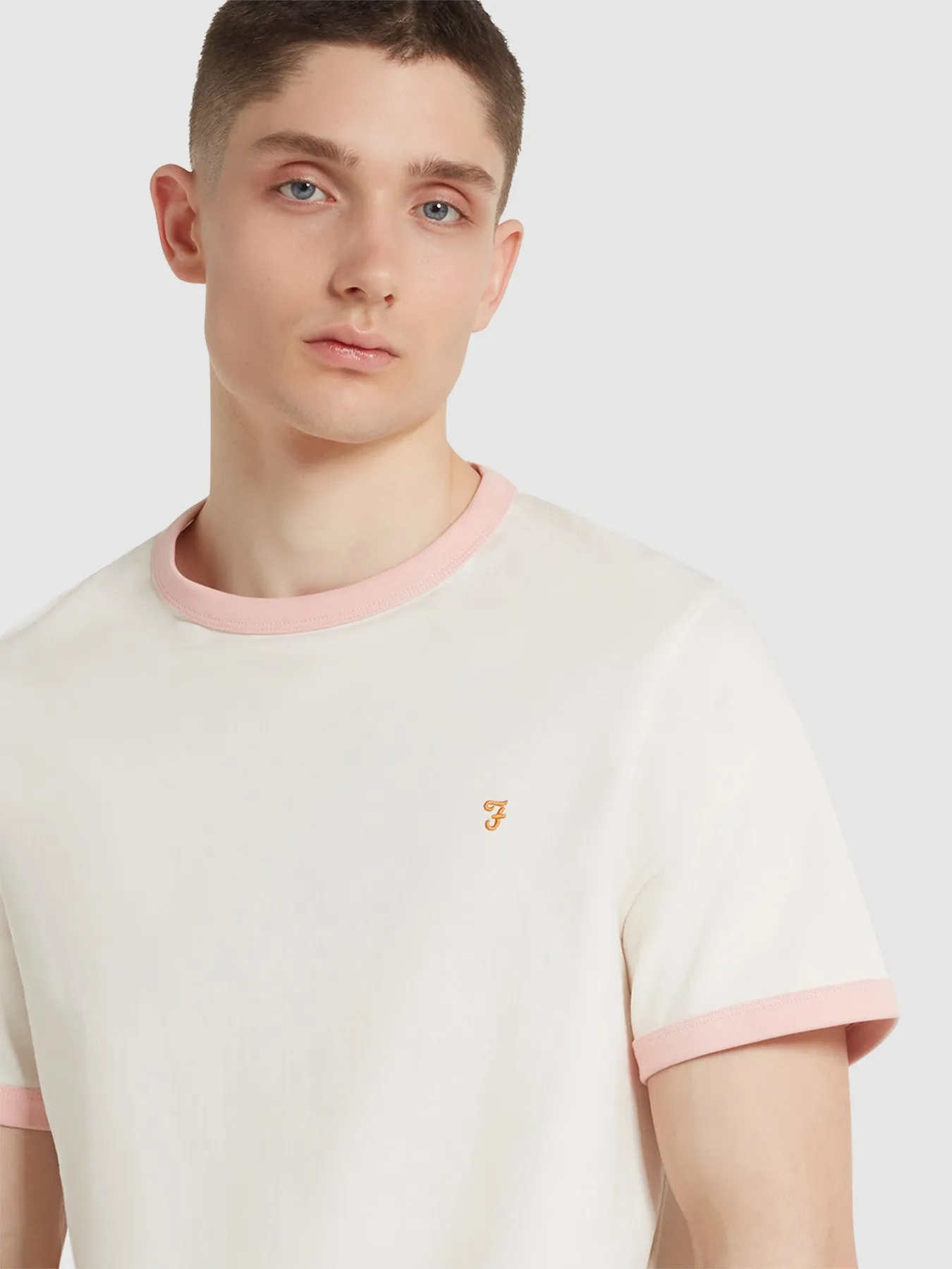 Groves Regular Fit Ringer T-Shirt In Ecru sold by Farah product image thumbnail 4