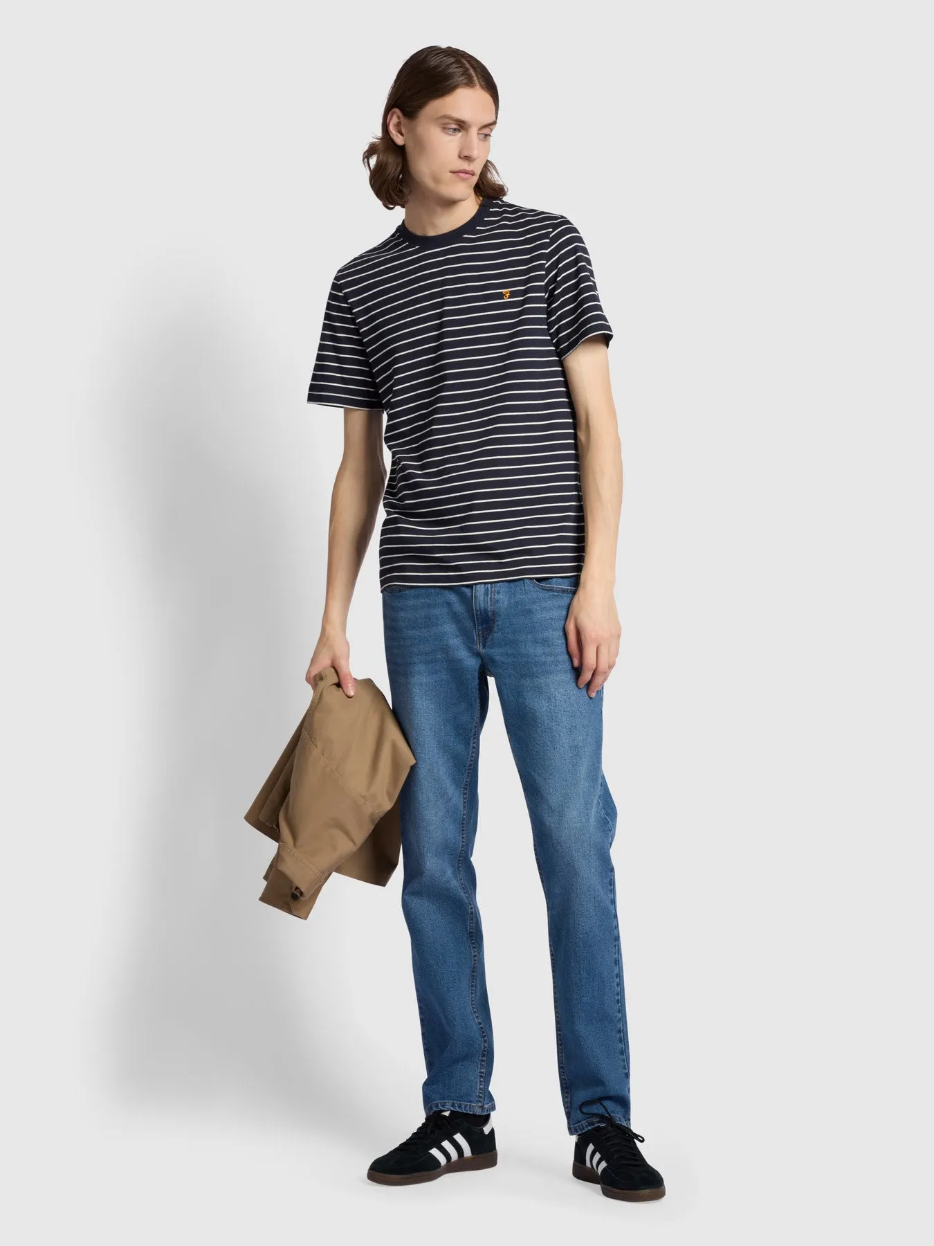 Oakland Regular Fit Bretton Stripe T-Shirt In True Navy sold by Farah product image thumbnail 2