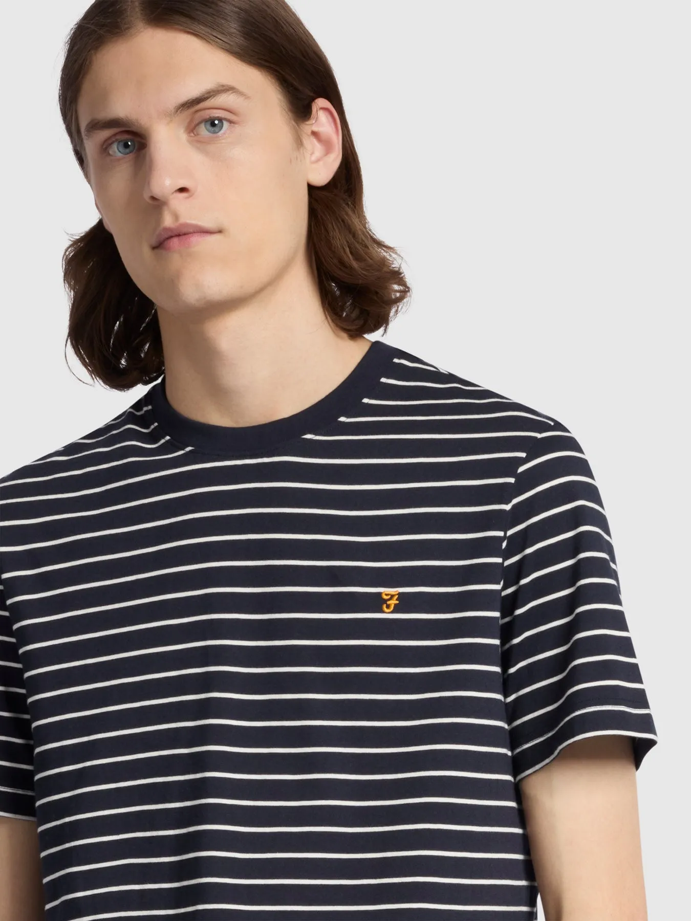 Oakland Regular Fit Bretton Stripe T-Shirt In True Navy sold by Farah product image thumbnail 4
