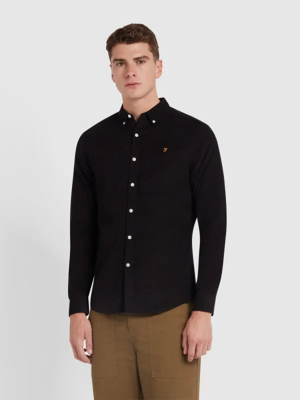 Fontella Slim Fit Corduroy Shirt In Black made by Farah