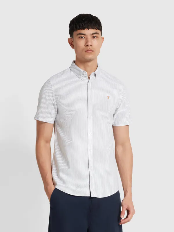 Brewer Stripe Short Sleeve Shirt In Balsam sold by Farah