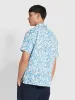 Saunders Short Sleeve Revere Print Shirt In Arctic Blue sold by Farah