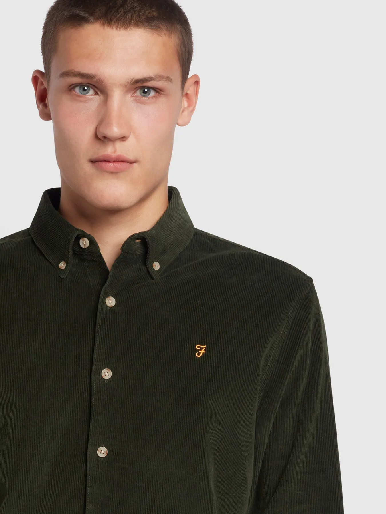 Bowery Casual Fit Organic Cotton Corduroy Shirt In Archive Olive Green sold by Farah product image thumbnail 4