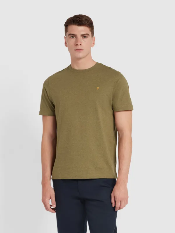 Danny Regular Fit Organic Cotton T-Shirt In Farah Khaki Marl sold by Farah