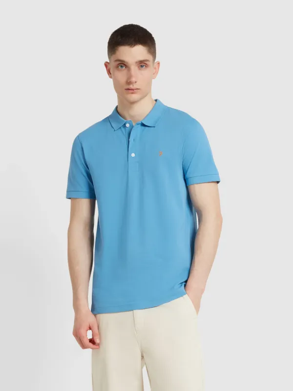 Blanes Organic Cotton Polo Shirt In Arctic Blue sold by Farah