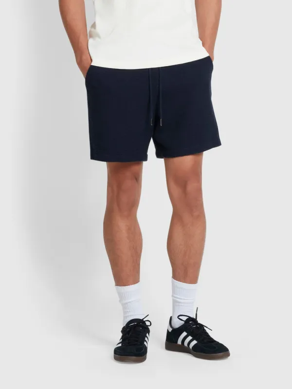 Redwald Waffle Drawstring Shorts In True Navy sold by Farah