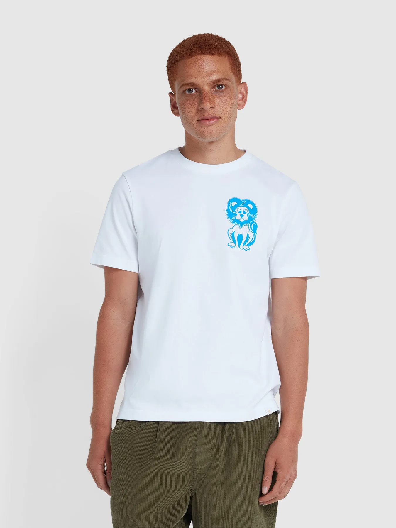Como Regular Fit Organic Cotton Graphic T-Shirt In White sold by Farah