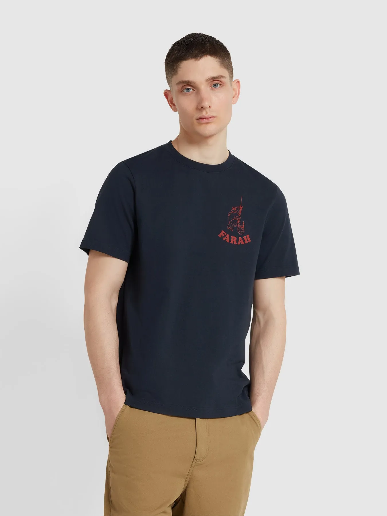Stockwell Regular Fit Graphic T-Shirt In True Navy sold by Farah