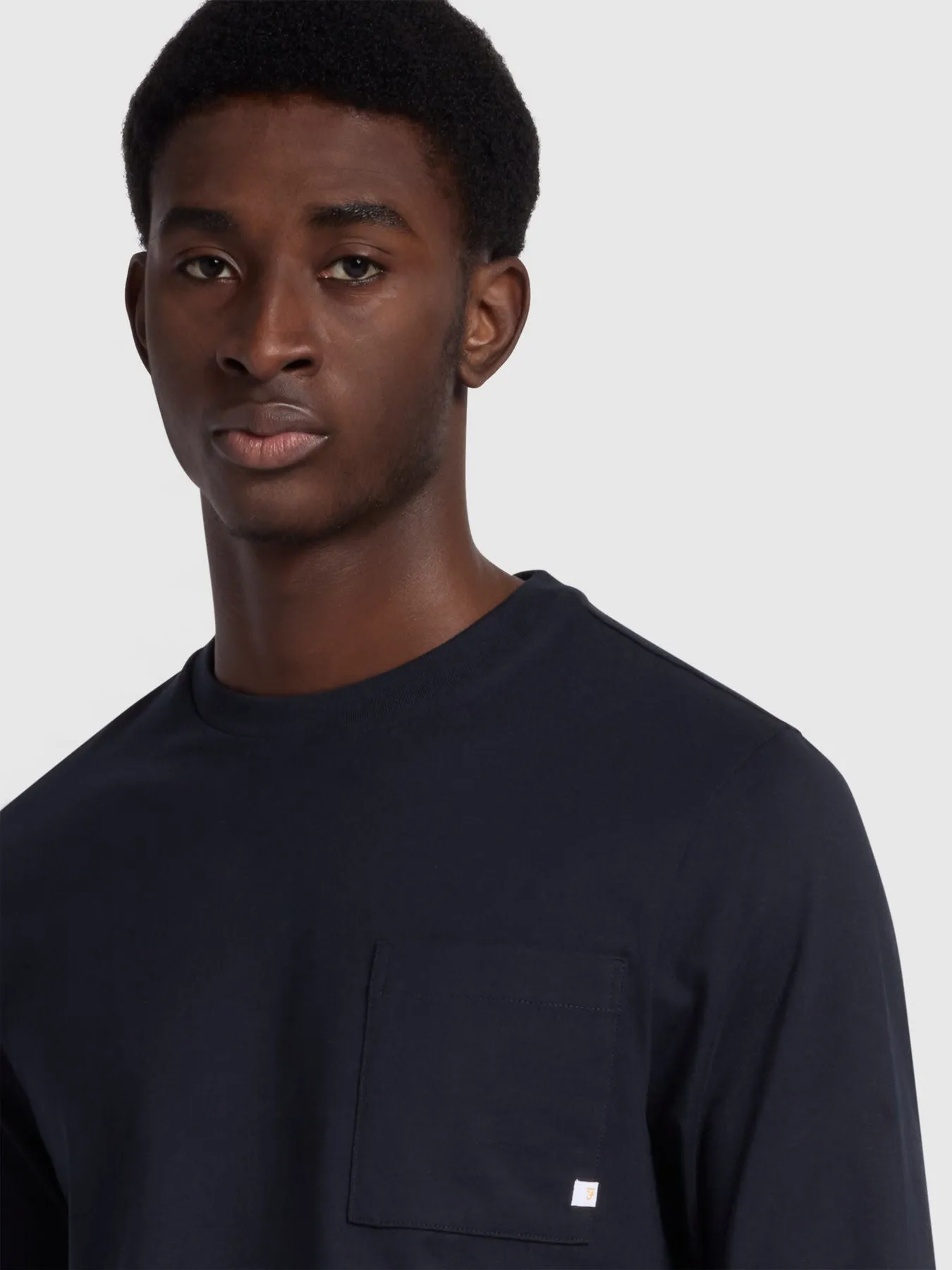 Burt Chest Pocket Long Sleeve T-Shirt In True Navy sold by Farah product image thumbnail 4