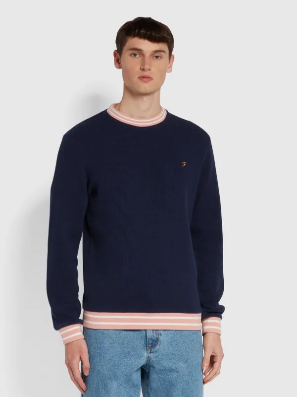Copley Organic Cotton Crew Neck Sweatshirt In Indigo sold by Farah