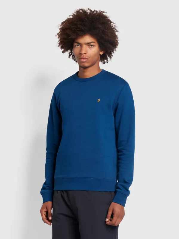 Tim Organic Cotton Crew Neck Sweatshirt In Blue Peony sold by Farah