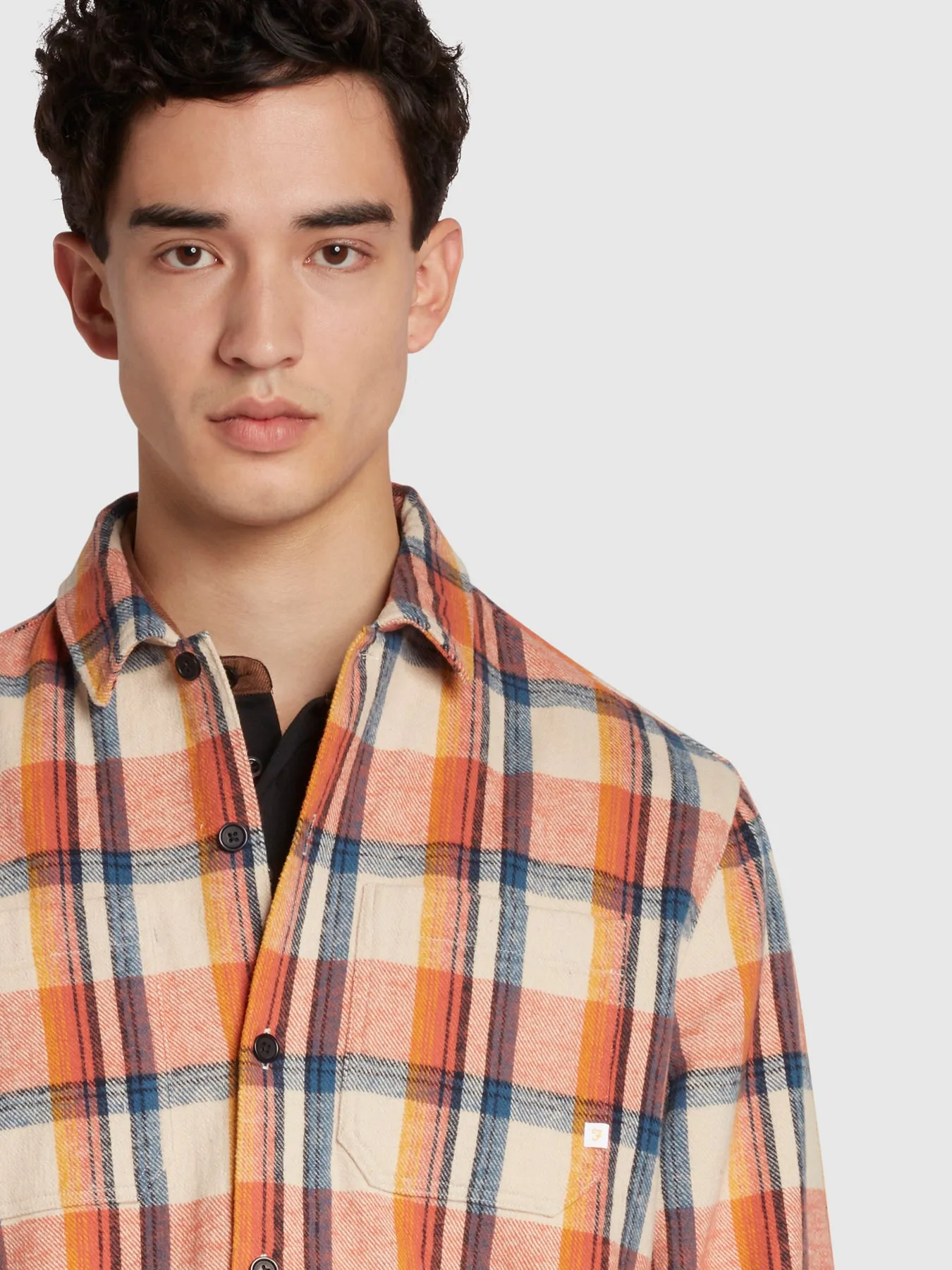 Whistler Relaxed Fit Organic Cotton Check Shirt In Cream sold by Farah product image thumbnail 3