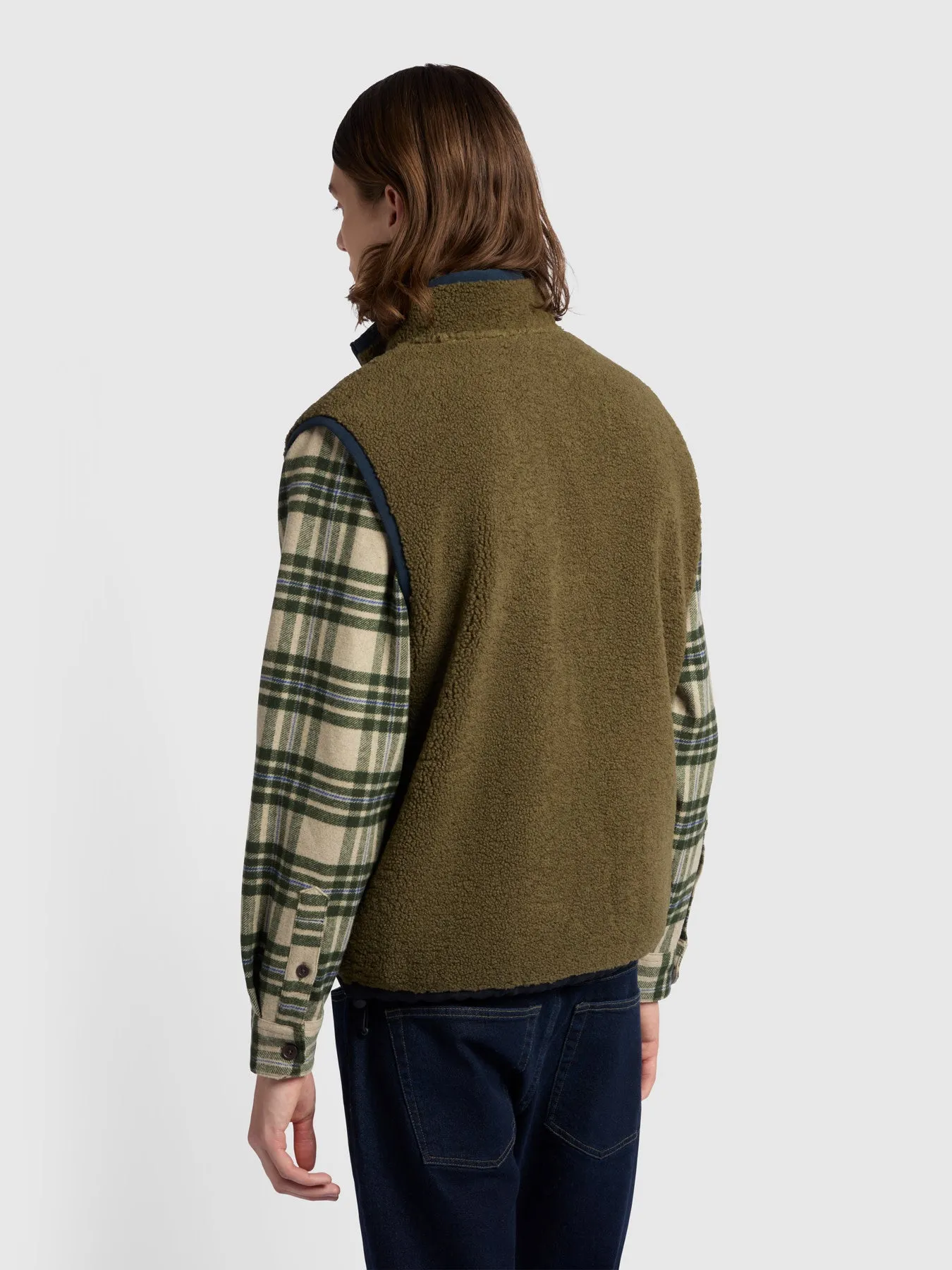 Naples Regular Fit Fleece Gilet In Olive Green sold by Farah product image thumbnail 3