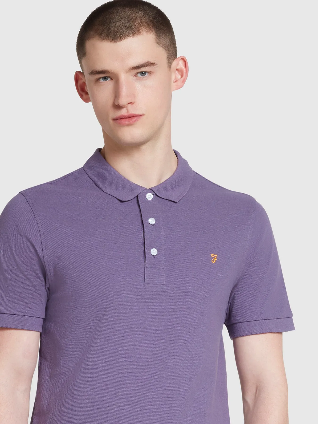 Blanes Organic Cotton Polo Shirt In Slate Purple sold by Farah product image thumbnail 4