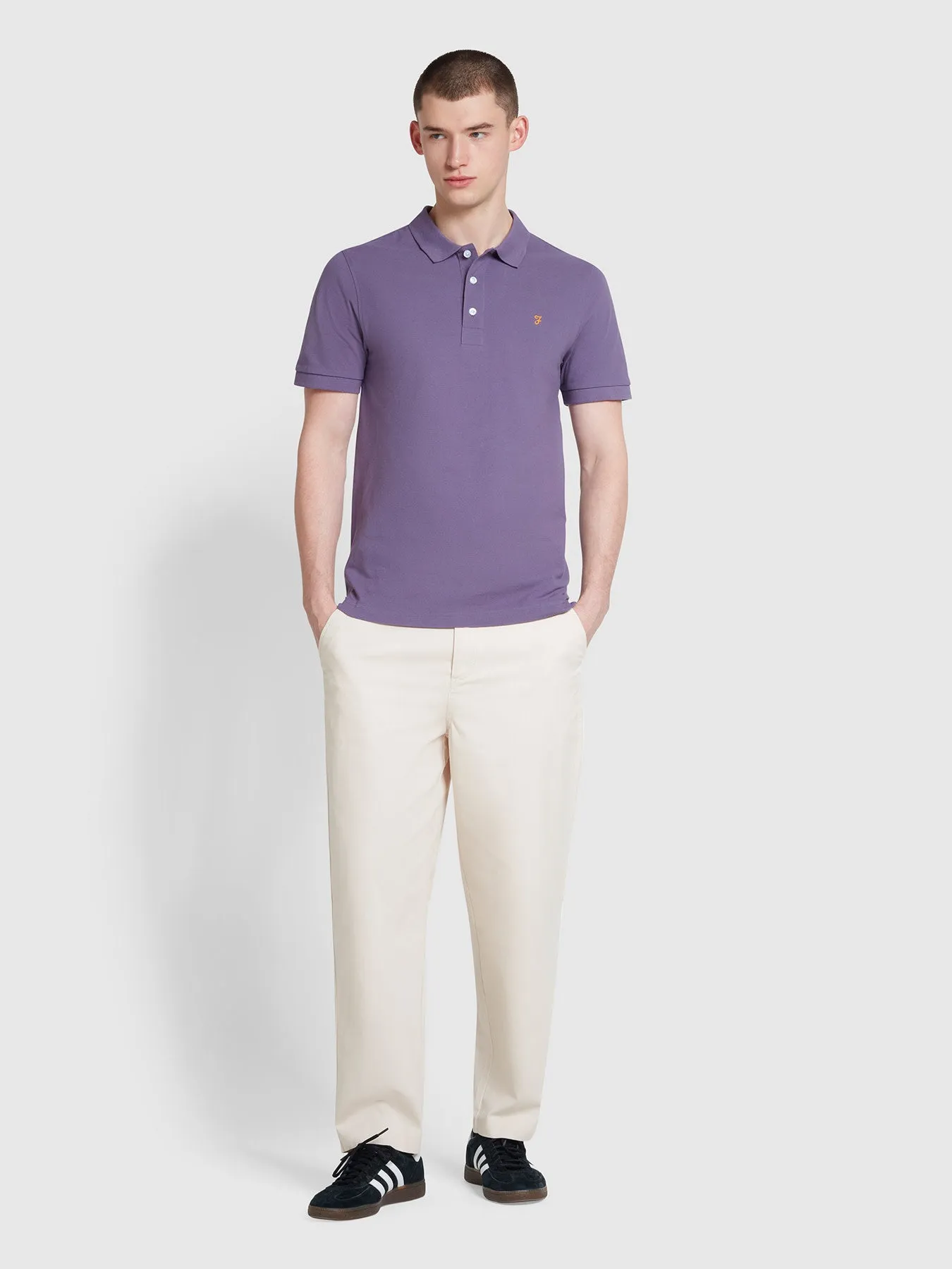 Blanes Organic Cotton Polo Shirt In Slate Purple sold by Farah product image thumbnail 2