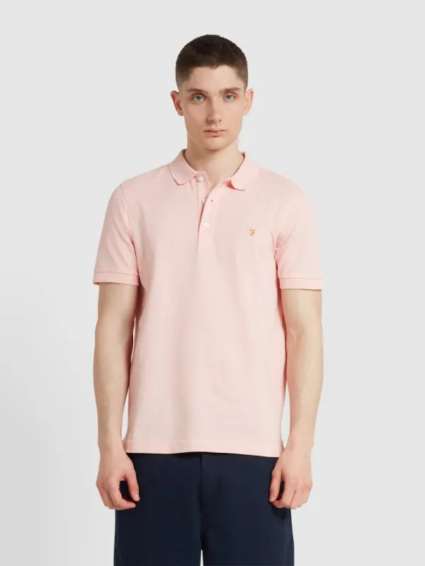 Blanes Organic Cotton Polo Shirt In Powder Pink sold by Farah