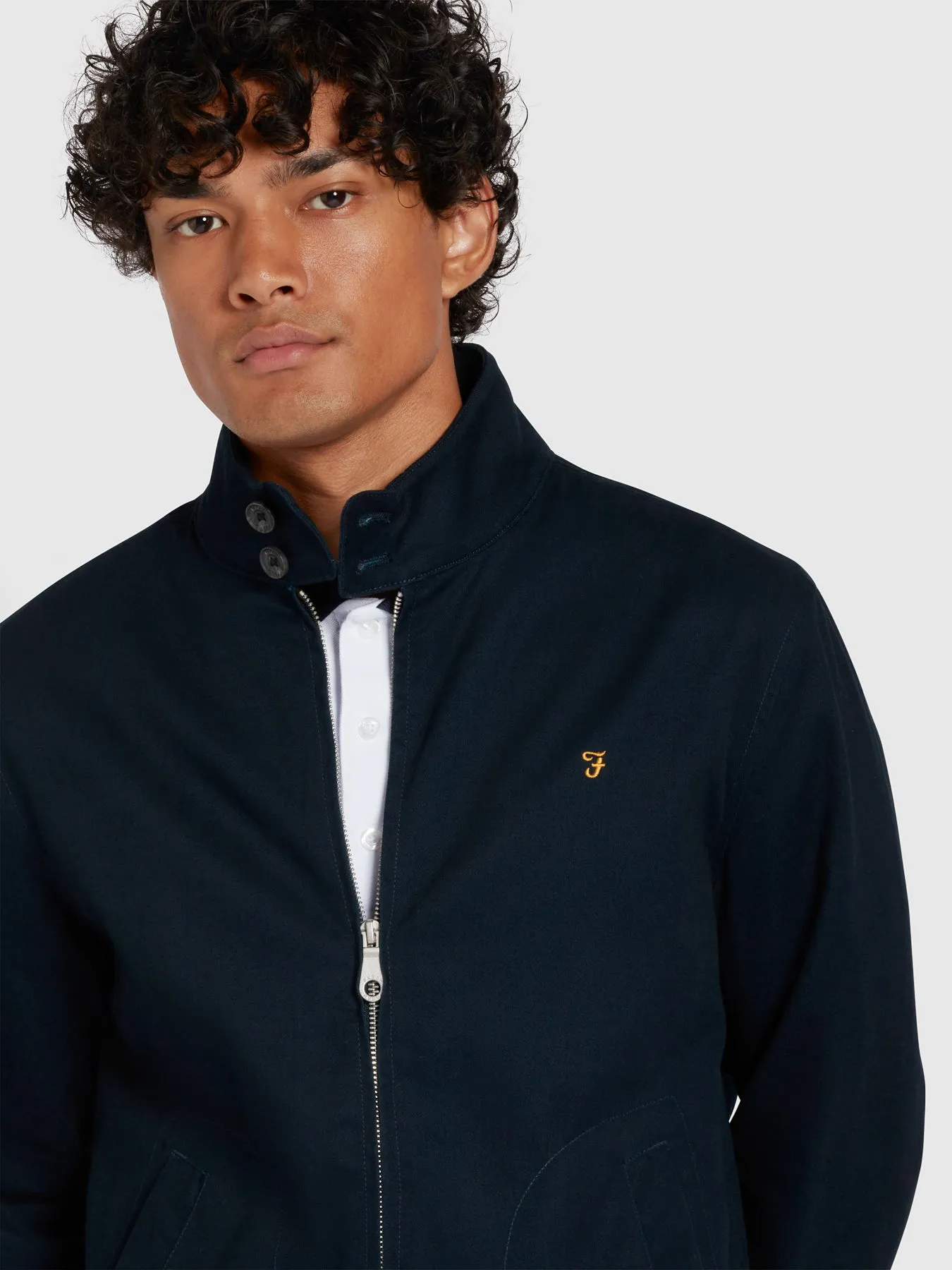 Waldorf Organic Cotton Harrington Jacket In True Navy sold by Farah product image thumbnail 3