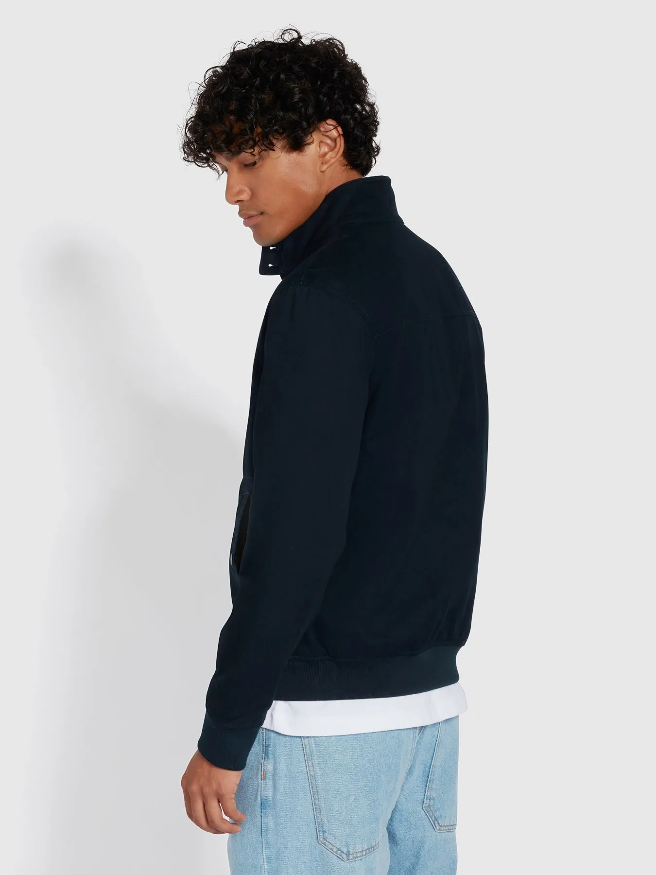 Waldorf Organic Cotton Harrington Jacket In True Navy sold by Farah product image thumbnail 4