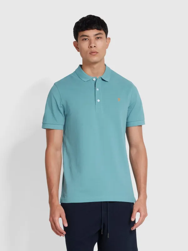 Blanes Organic Cotton Polo Shirt In Brook Blue sold by Farah