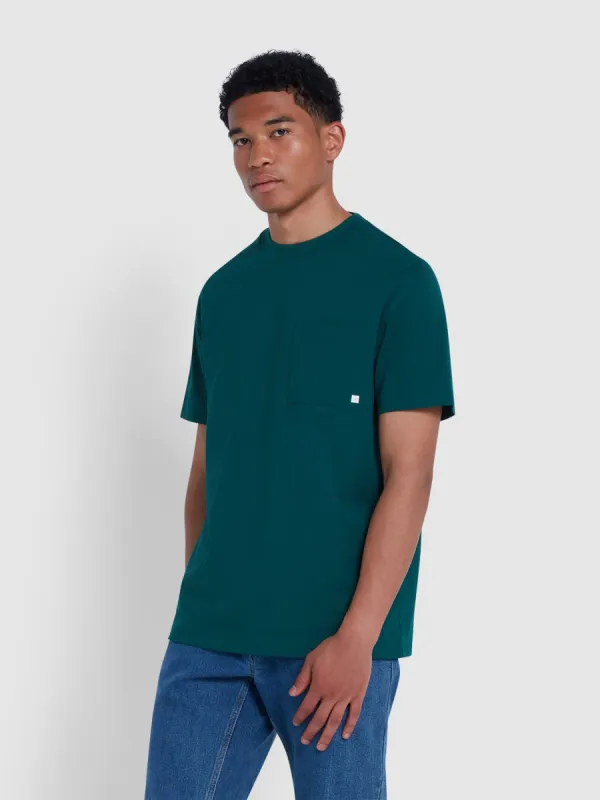 Stacy Regular Fit Pocket T-Shirt In Botanic Green made by Farah