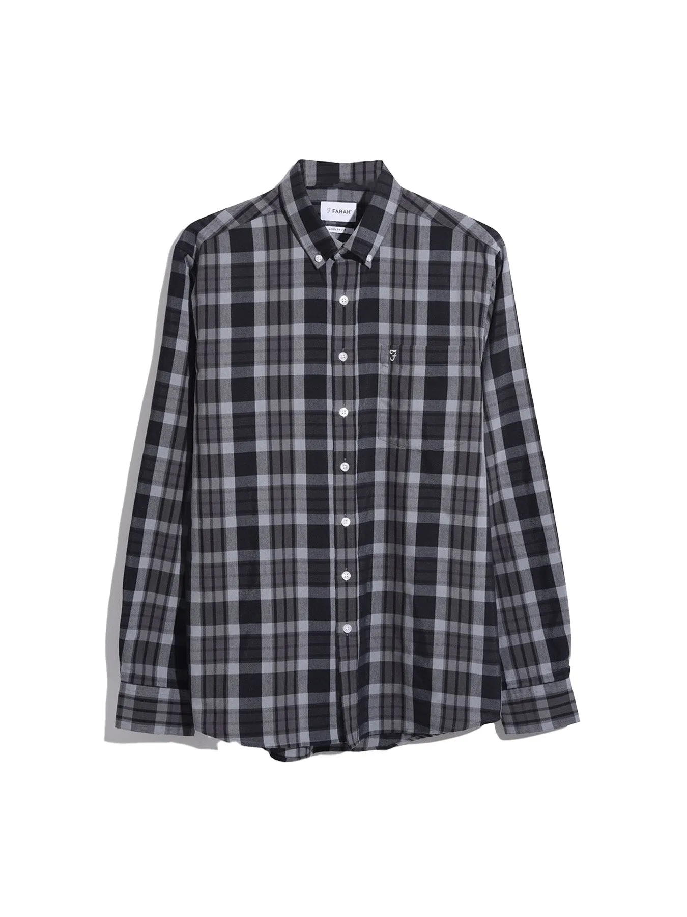 Crawford Check Long Sleeve Shirt In Black sold by Farah
