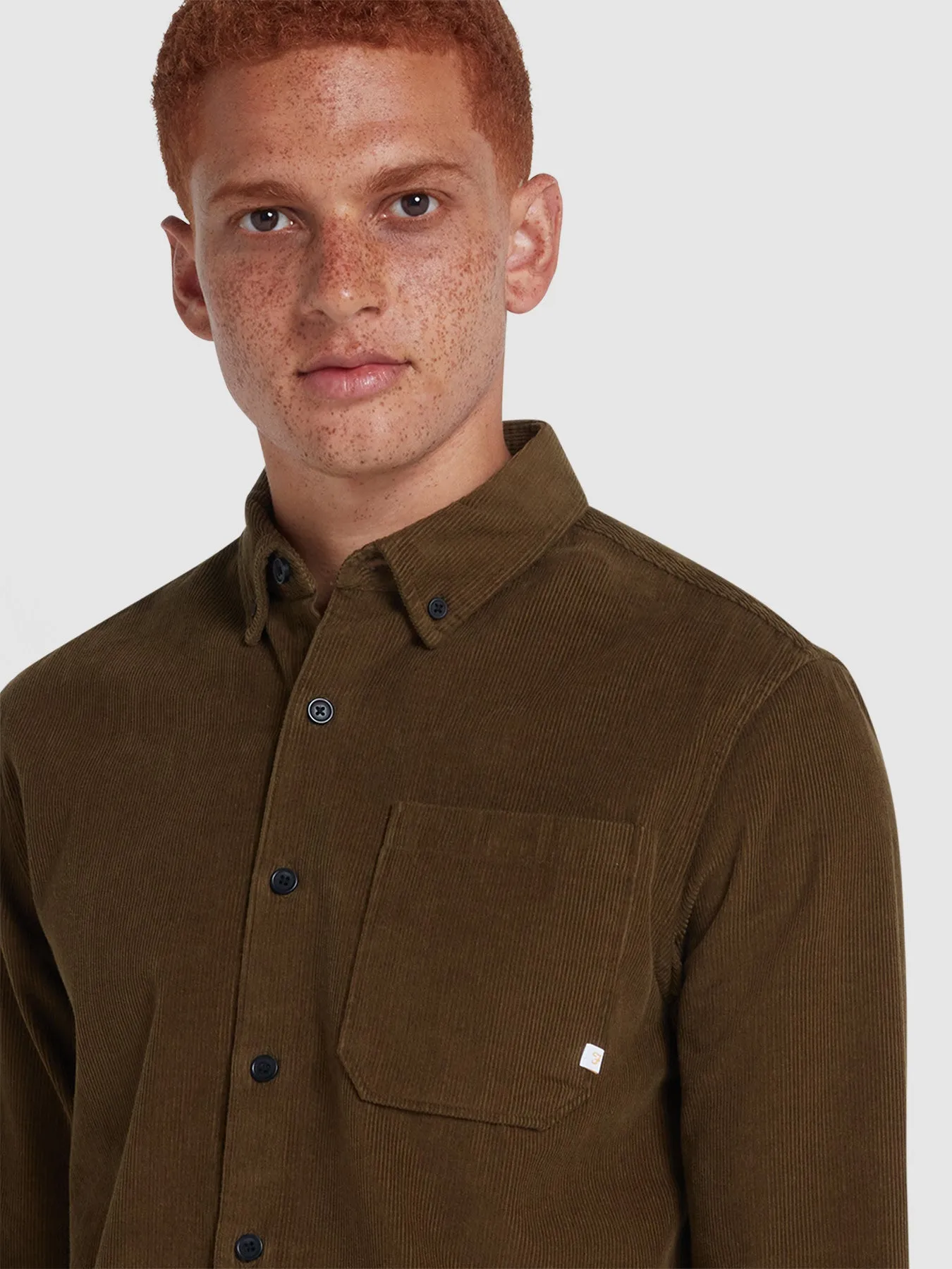 Spencer Casual Fit Corduroy Shirt In Green Khaki sold by Farah product image thumbnail 4