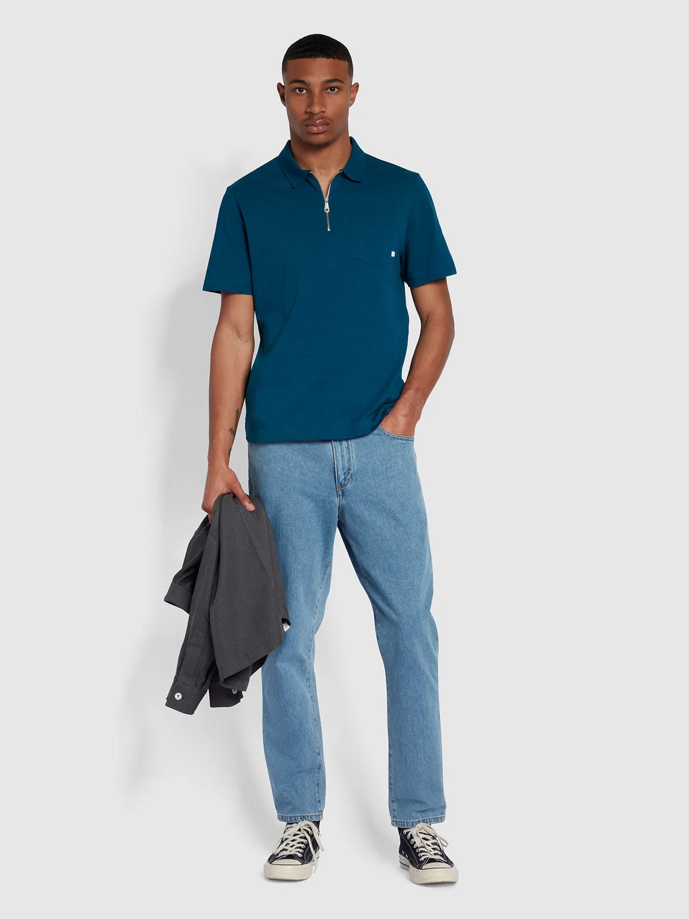 Chancery Regular Fit Zip Placket Polo Shirt In Sailor Blue sold by Farah product image thumbnail 2