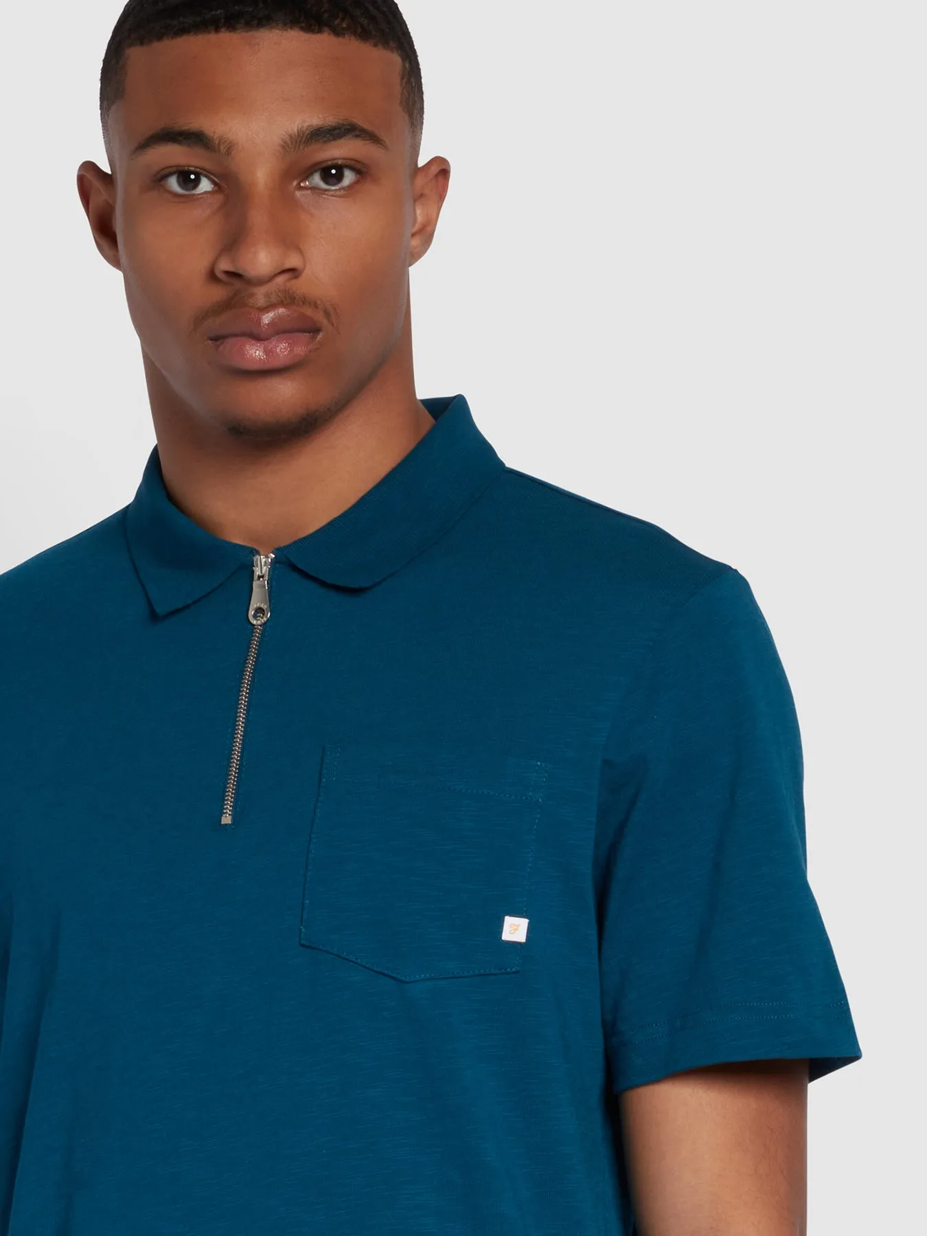Chancery Regular Fit Zip Placket Polo Shirt In Sailor Blue sold by Farah product image thumbnail 3