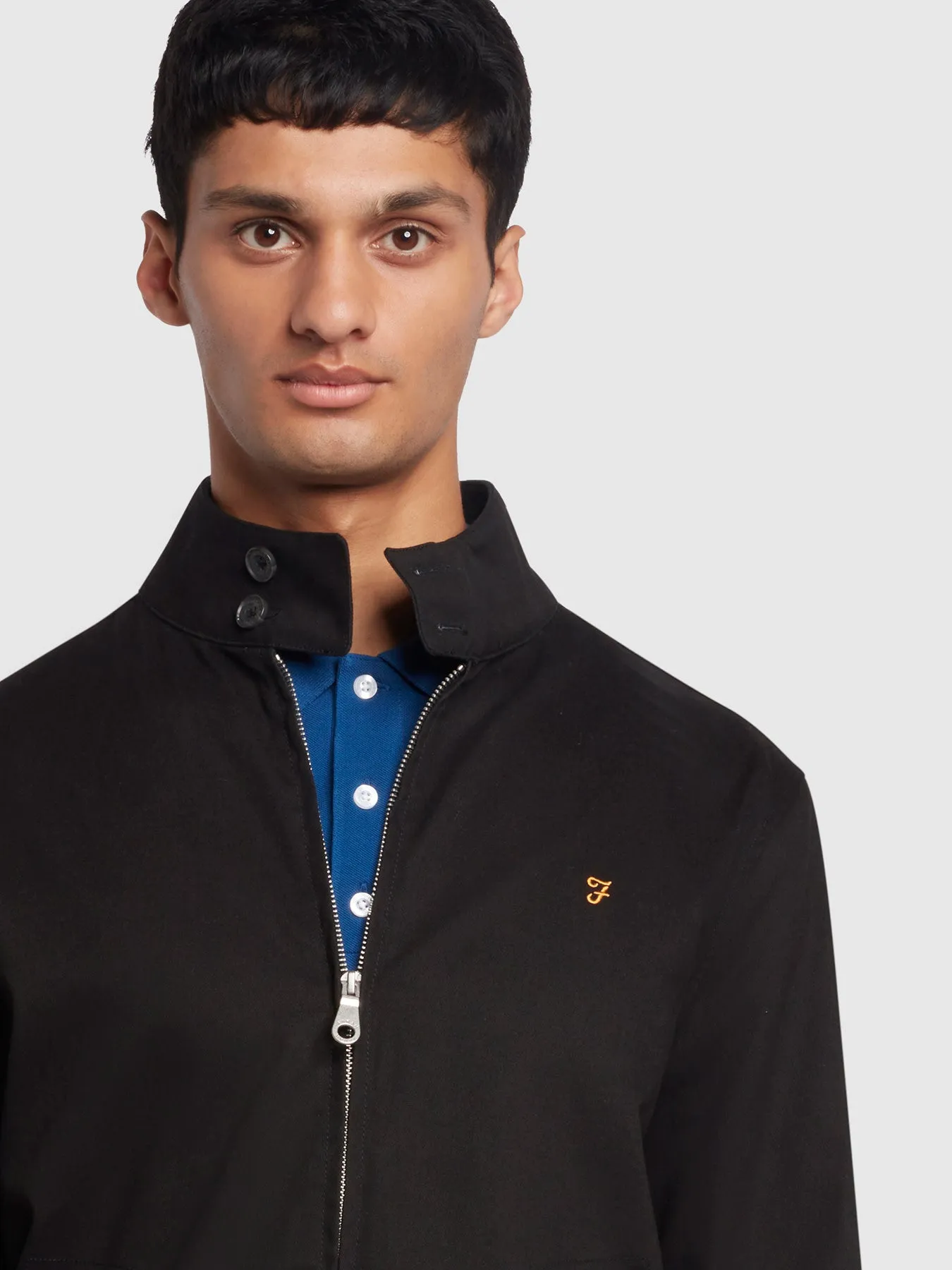 Waldorf Regular Fit Harrington Organic Cotton Jacket In Black sold by Farah product image thumbnail 3