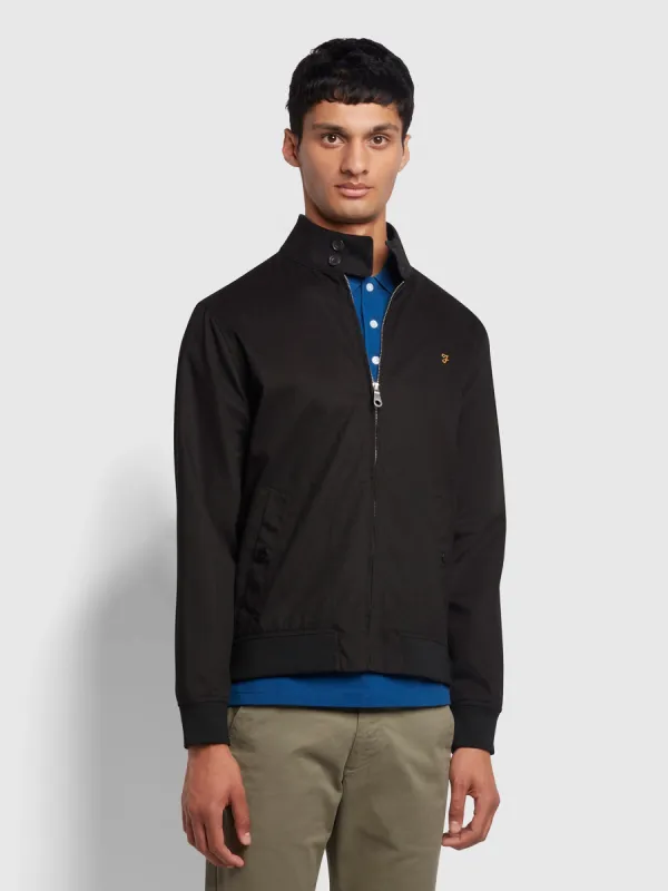 Waldorf Regular Fit Harrington Organic Cotton Jacket In Black sold by Farah