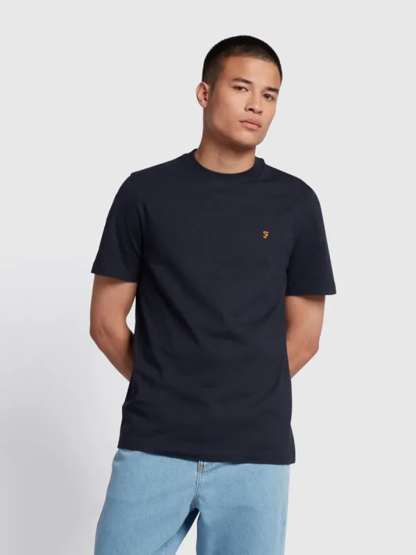 Danny Regular Fit Organic Cotton T-Shirt In True Navy sold by Farah