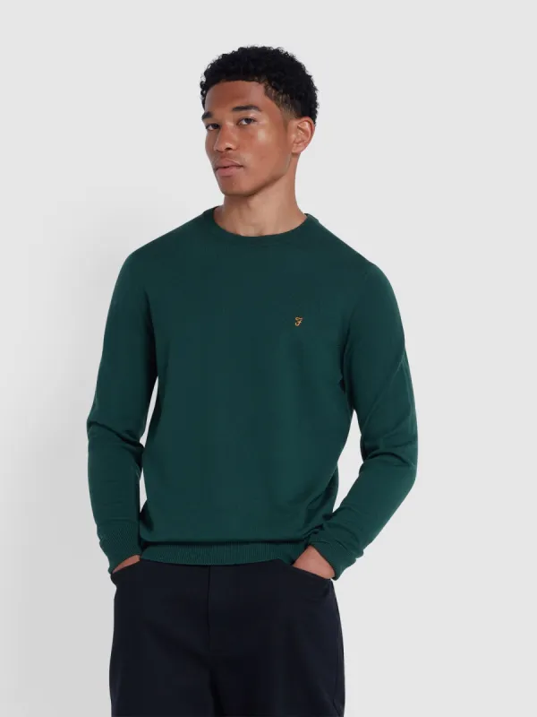 Mullen Merino Wool Crew Neck Sweater In Botanic Green sold by Farah