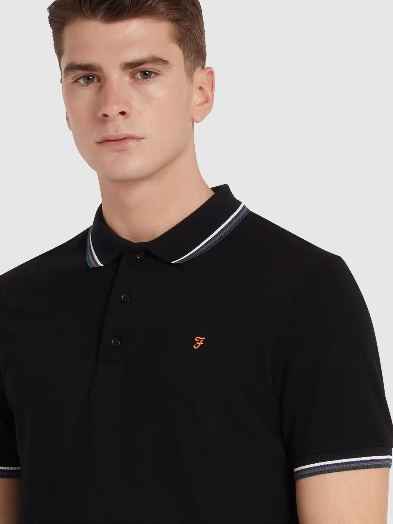 Alvin Tipped Collar Polo Shirt In Black sold by Farah product image thumbnail 4