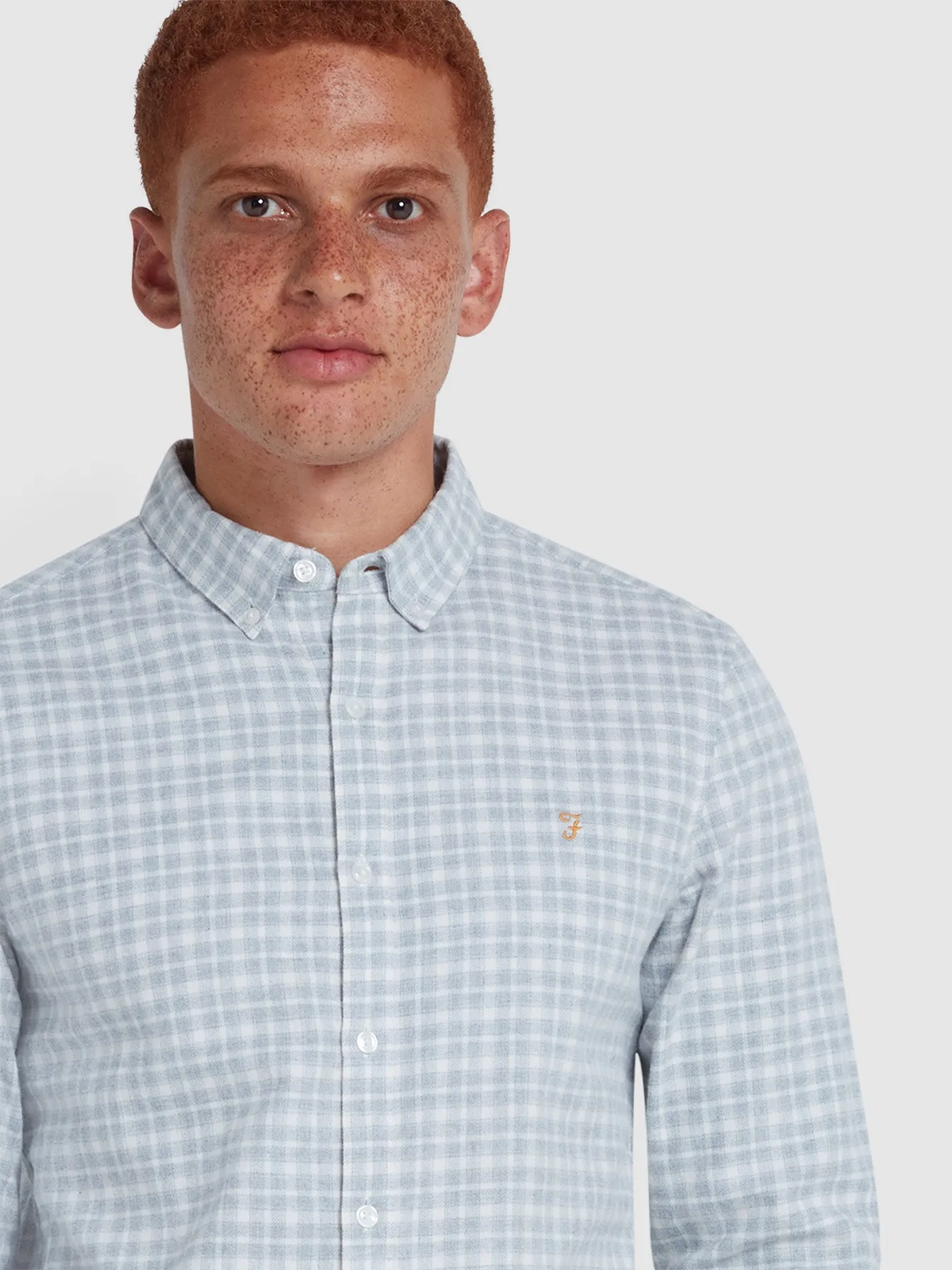 Alban Slim Fit Check Shirt In Grey Marl sold by Farah product image thumbnail 4