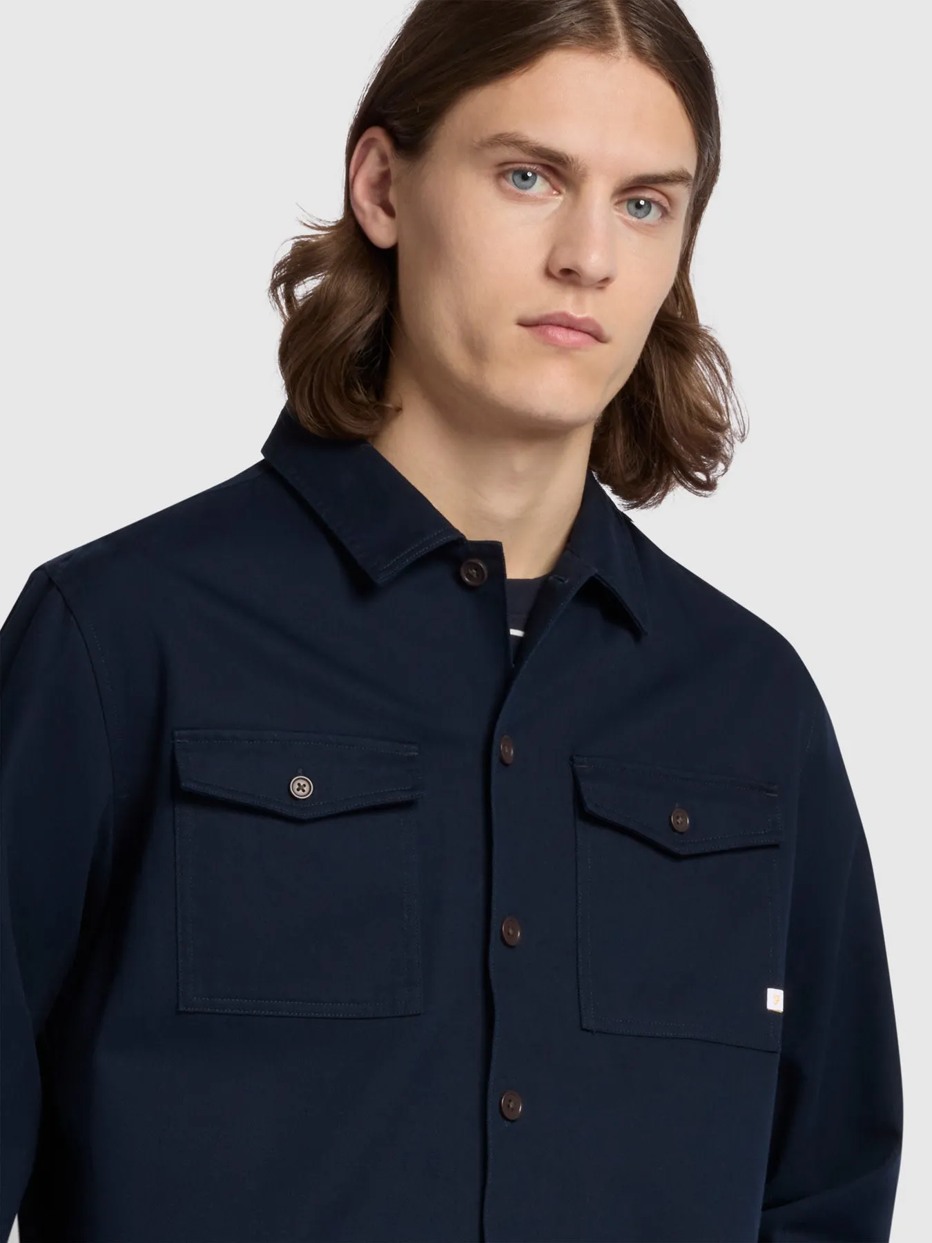 Peter Casual Fit Long Sleeve Overshirt In True Navy sold by Farah product image thumbnail 4