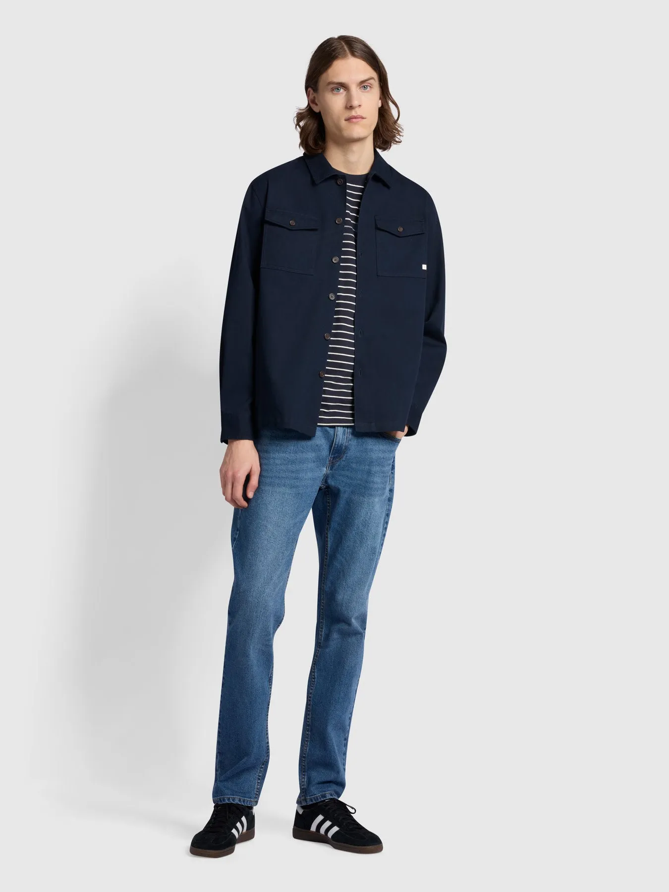 Peter Casual Fit Long Sleeve Overshirt In True Navy sold by Farah product image thumbnail 2