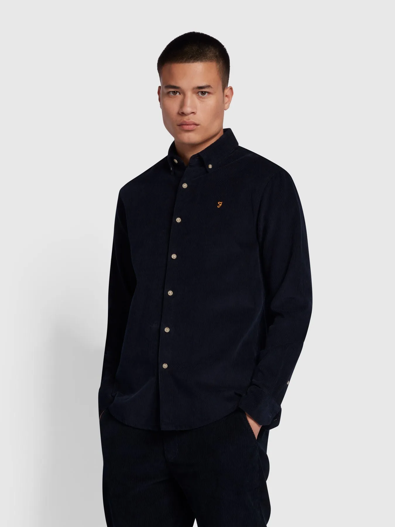 Bowery Casual Fit Long Sleeve Shirt In True Navy sold by Farah