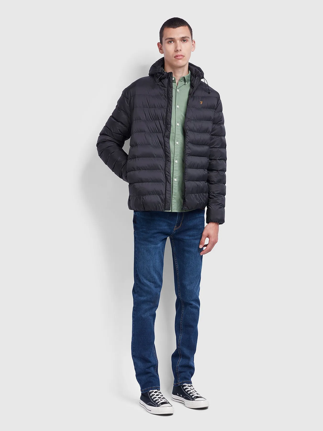 Strickland Wadded Puffer Jacket In Black sold by Farah product image thumbnail 2
