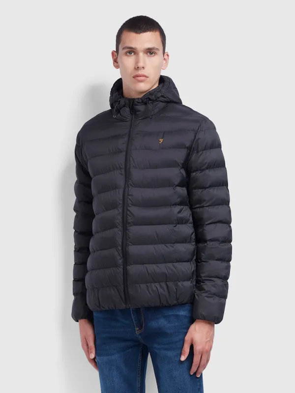 Strickland Wadded Puffer Jacket In Black sold by Farah
