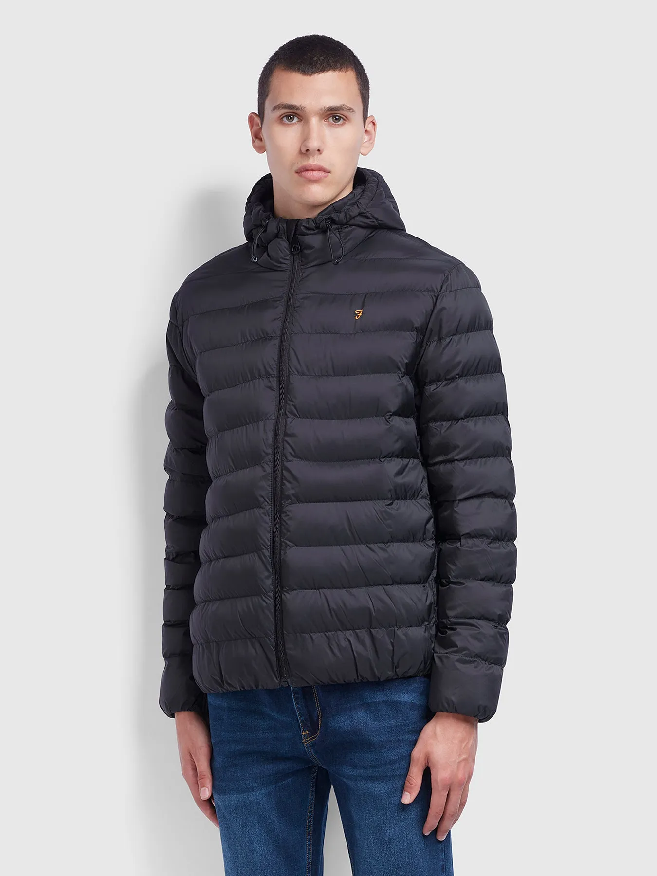Strickland Wadded Puffer Jacket In Black sold by Farah