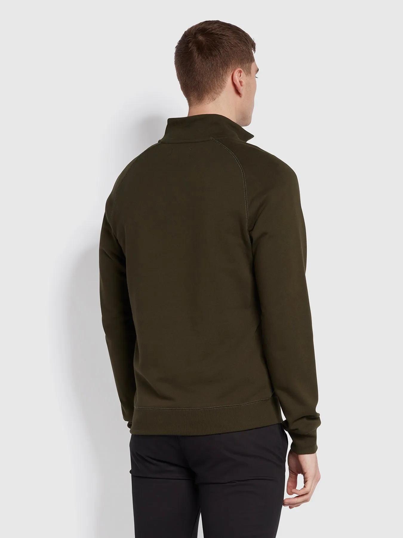 Jim Organic Cotton Quarter Zip Sweatshirt In Evergreen sold by Farah product image thumbnail 4