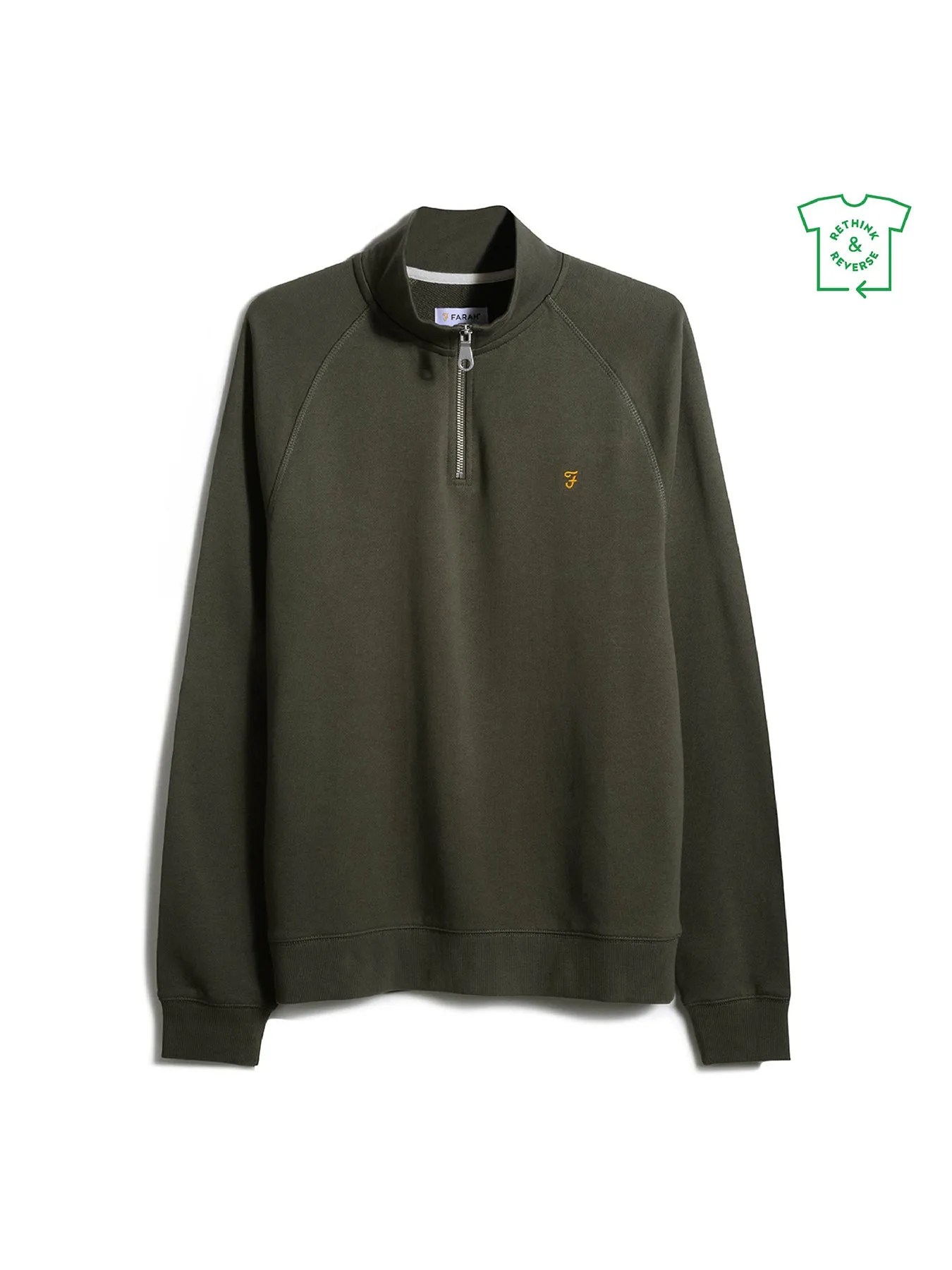 Jim Organic Cotton Quarter Zip Sweatshirt In Evergreen sold by Farah product image thumbnail 5