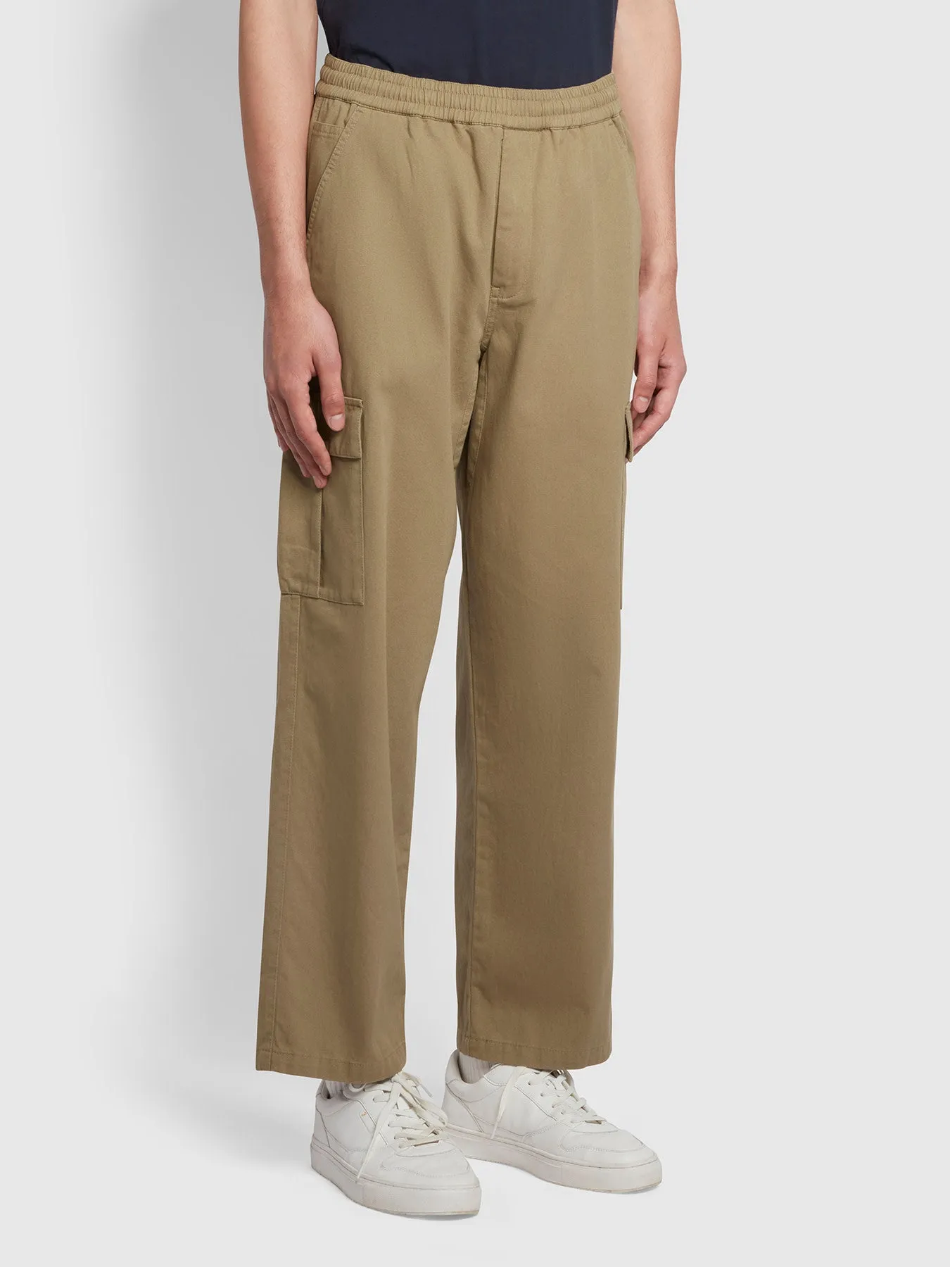 Greenport Regular Fit Twill Cargo Trousers In Beige sold by Farah product image thumbnail 2