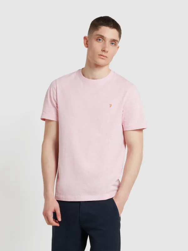 Danny Regular Fit Organic Cotton T-Shirt In Powder Pink Marl sold by Farah