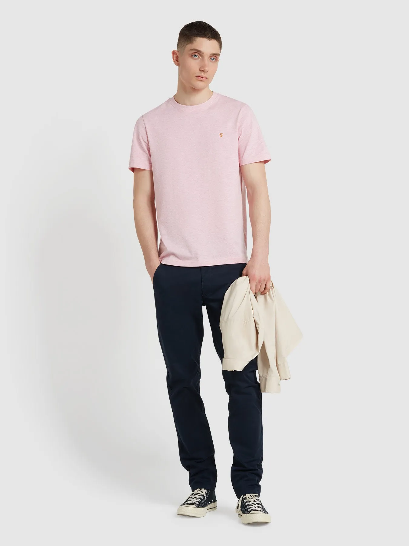 Danny Regular Fit Organic Cotton T-Shirt In Powder Pink Marl sold by Farah product image thumbnail 2