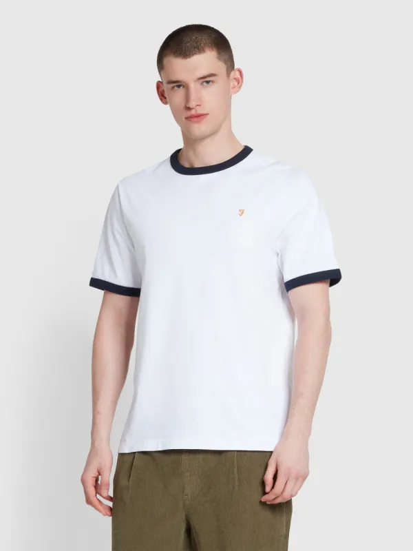 Groves Regular Fit Ringer T-Shirt In White sold by Farah