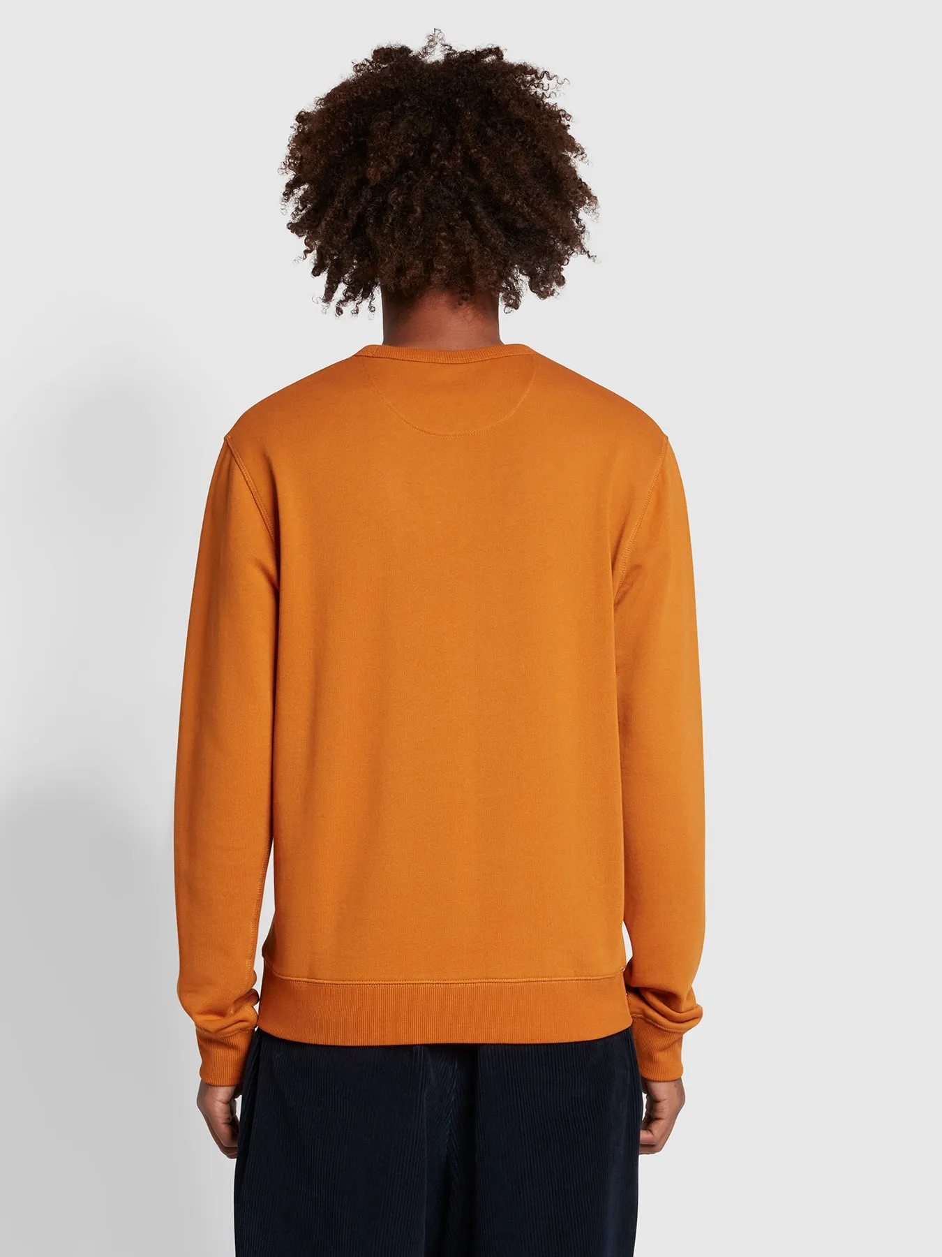 Tim Slim Fit Organic Cotton Crew Sweatshirt In Ochre Brown sold by Farah product image thumbnail 4