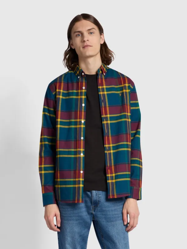 Giusto Button Down Check Shirt In Sailor Blue sold by Farah