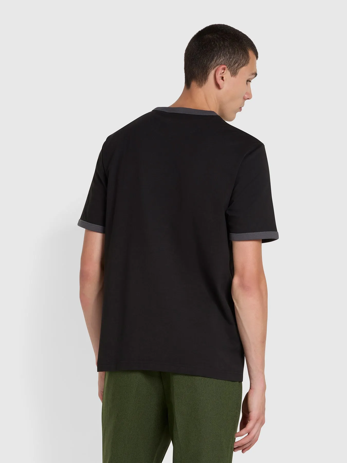 Groves Regular Fit Ringer T-Shirt In Black sold by Farah product image thumbnail 3