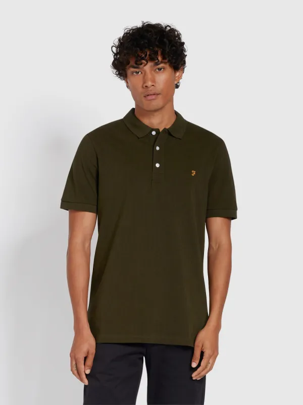 Blanes Organic Cotton Polo Shirt In Evergreen sold by Farah